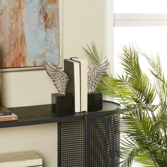 10" Angel Wing Aluminum Bookend Set Silver {7}