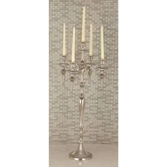 Silver Aluminum Traditional Candlestick Holders, 33x16x16" {8}