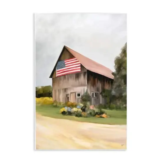 Stupell Industries Rural Americana Home Countryside Farm Flag Painting Wall Plaque Art {1}