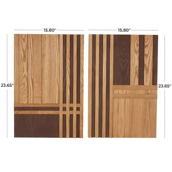 24" Brown Wooden Geometric Handmade Two-Toned Wall D&eacute;cor Set {4}