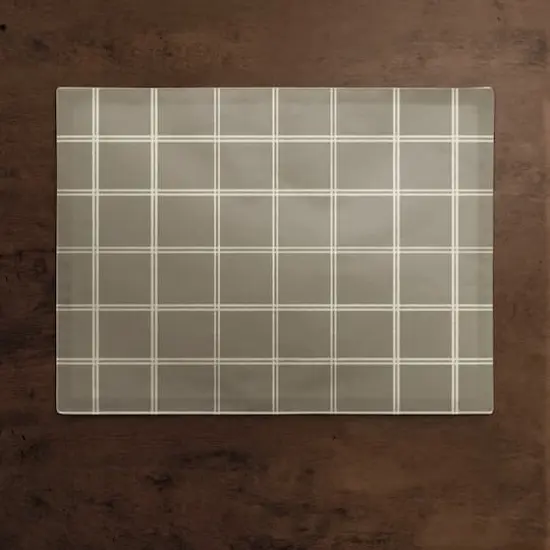 Taupe & White Check Cotton Twill Placemat {3}
