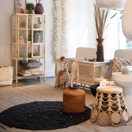 Hello Honey&reg; 15" Orange & Navy Hand-Woven Seagrass Basket {8}