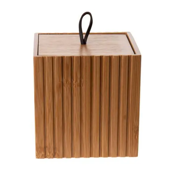 Bath Bliss Small Square Oslo Bamboo Storage Jar {8}