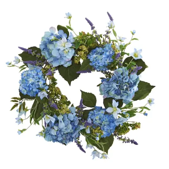 24&rdquo; Blue Hydrangea Wreath {1}