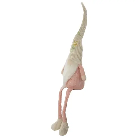 29" Pink & Cream Sitting Gnome with Knitted Hat Figure {5}