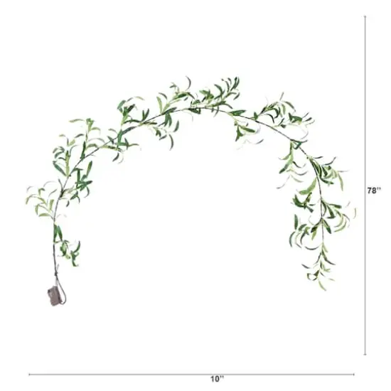 6.5ft. Pre-Lit LED Green Olive Leaf Garland {5}