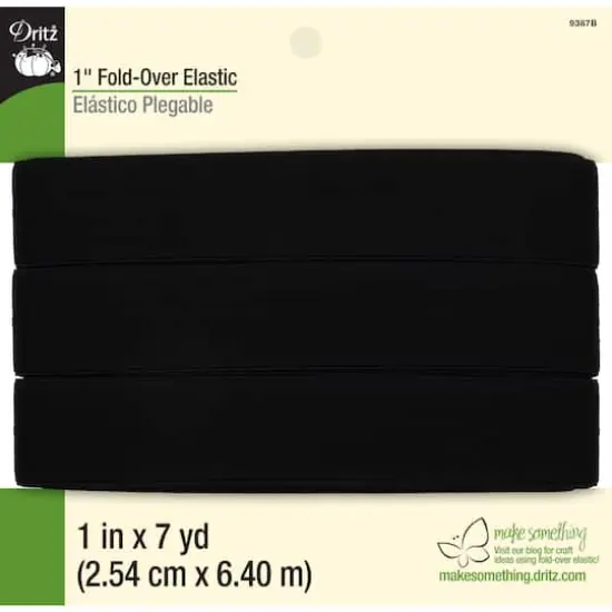 Dritz&reg; Black Fold-Over Elastic, 1" x 7yd. {1}