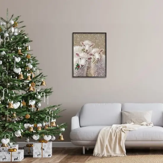 Stupell Industries Winter Sheep Trio Farm Animals Framed Giclee Art Black {3}