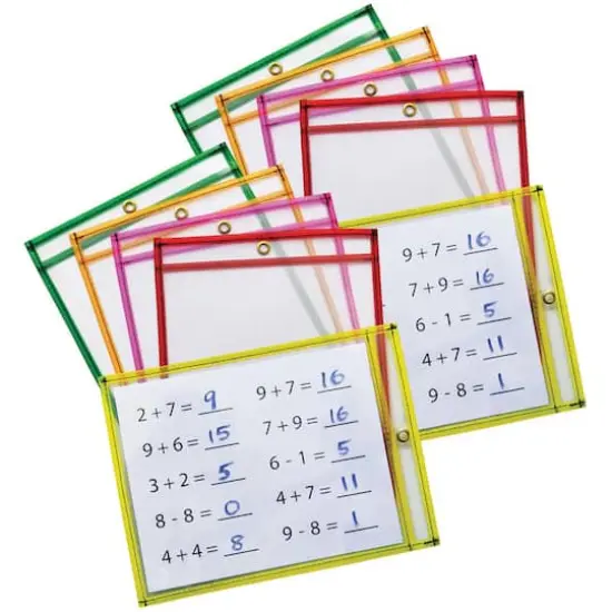 Pacon&reg; 9" x 12" Assorted Neon Dry Erase Pockets, 2 Packs of 10 {1}