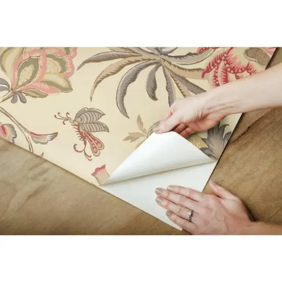 RoomMates Exotic Curiosity Peel & Stick Wallpaper Taupe and Pink {10}