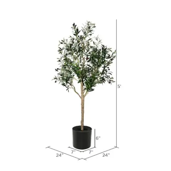 5ft. Potted Artificial Green Olive Tree {4}