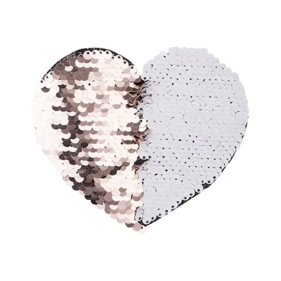 Craft Express Sublimation Heart Shaped Sequin Patches, 2ct. Champagne/White {1}