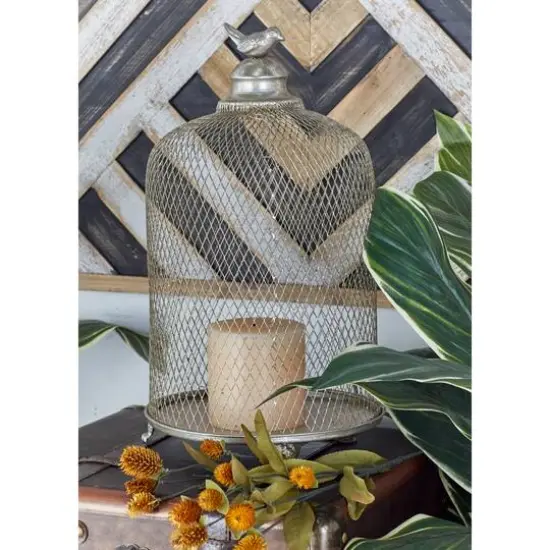 Silver Metal Contemporary Lantern Set, 17" & 12" {8}