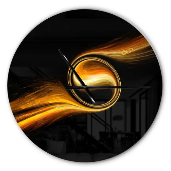 Designart 'Fractal 3D Dancing Yellow Design Modern Wall Clock {1}