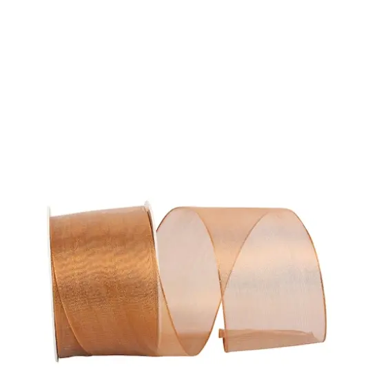 JAM Paper 2.5" x 25yd. Classic Wired Edge Mesh Ribbon Copper {1}
