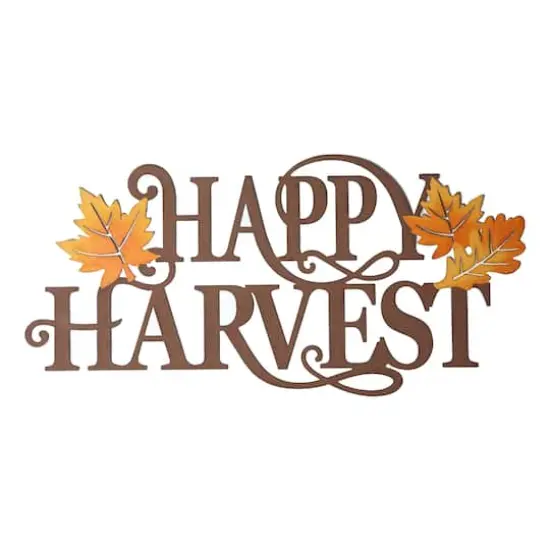 Glitzhome&reg; 24" Metal "HAPPY HARVEST" Wall D&eacute;cor {10}