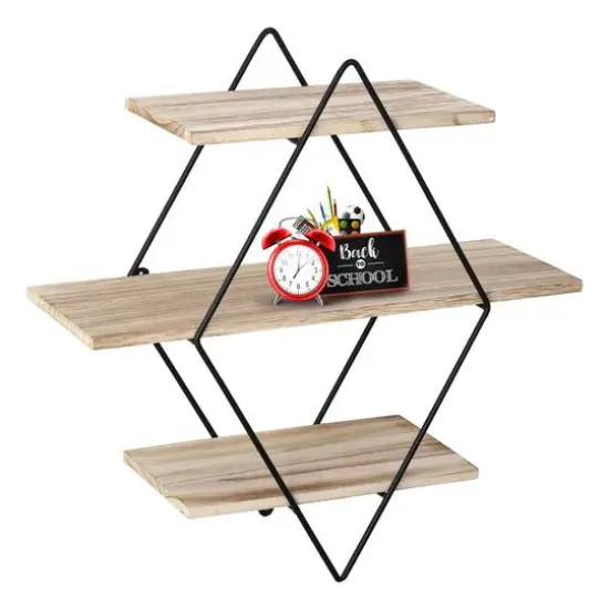 Haitral Rustic 3-Tier Brown Floating Shelf {1}