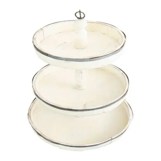 Hello Honey&reg; 26.5" Decorative Wood & Tin 3 Tier Tray {6}