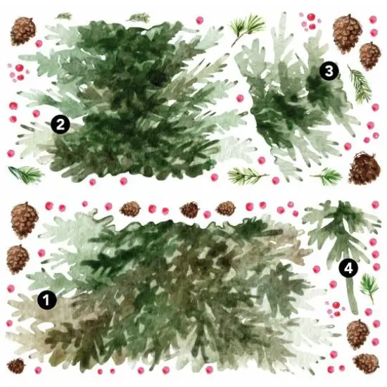 Watercolor Evergreen Peel And Stick Giant Wall Decals {1}