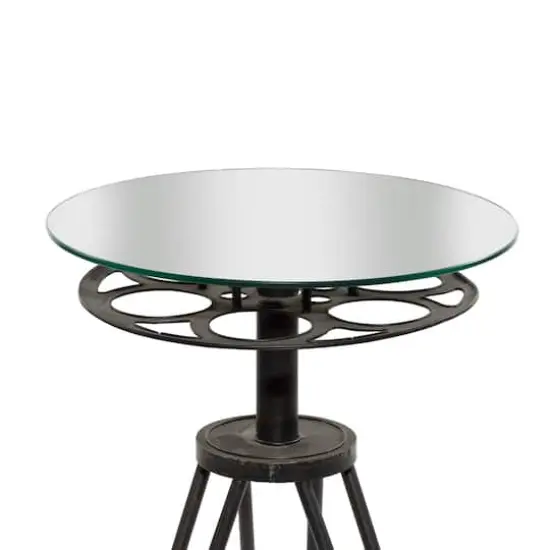 Black Glass & Metal Eclectic Accent Table {4}