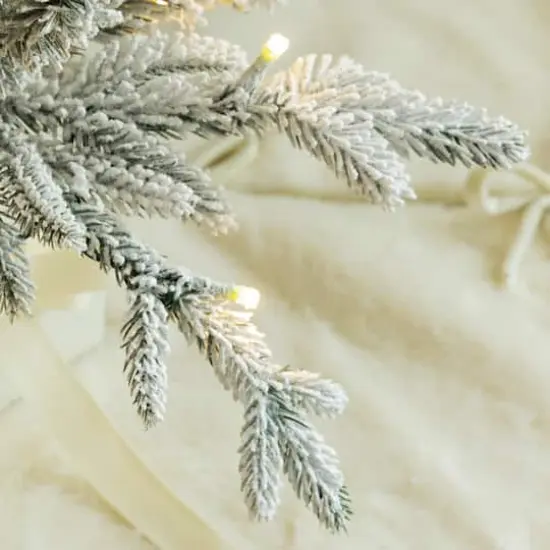 10ft. Pre-Lit Deluxe Flocked Fir Artificial Christmas Tree, Warm White Lights {7}