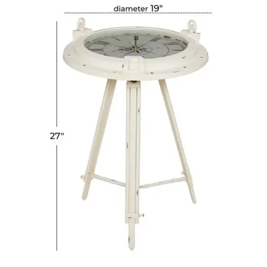 27" White Iron Coastal Accent Table {7}