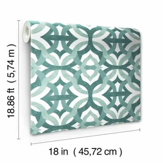 RoomMates Tipton Peel & Stick Wallpaper Teal and White {8}