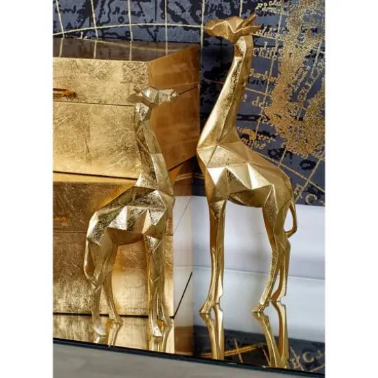 CosmoLiving by Cosmopolitan Gold Polystone Modern Giraffe Sculpture Set {9}