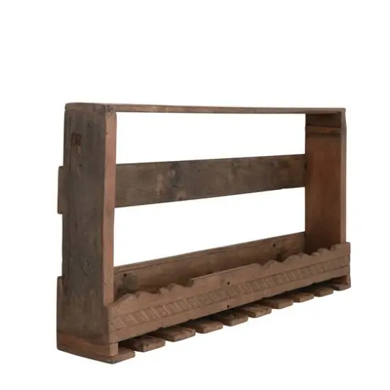 Hello Honey&reg; 36" Reclaimed Wood Wine Glass Wall Rack with Shelf {6}