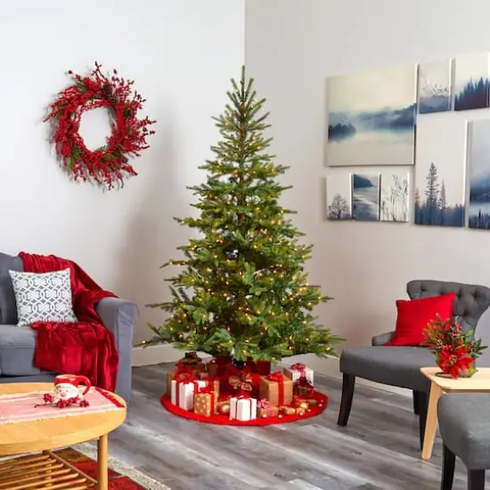 7ft. Pre-Lit North Carolina Spruce Artificial Christmas Tree, Clear LED Lights {7}