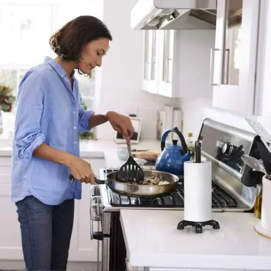 Black Standing Kitchen Industrial Pipe Paper Towel Holder {5}