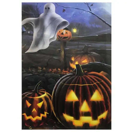 Pumpkins & Ghost Spooky Halloween Outdoor Garden Flag, 12.5" x 18" {1}