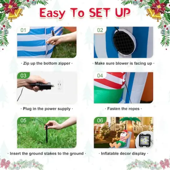 Glitzhome&reg; 6ft. LED Lighted Santa Under Coconut Tree Inflatable D&eacute;cor {6}