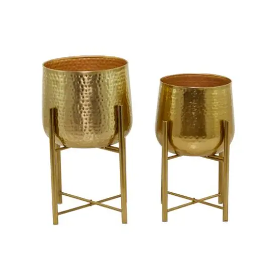 Gold Modern Planter, Set of 2" 17", 19" {7}