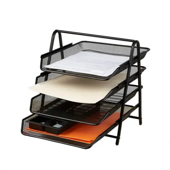 Mind Reader Desk Organizer with 4 Sliding Trays Black {2}