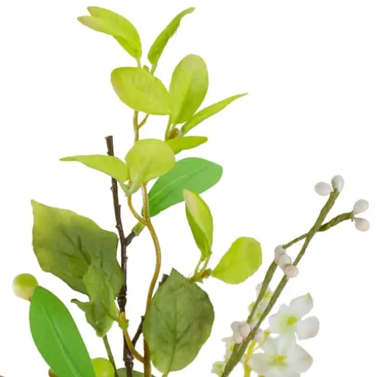 25" Green & Gold Hydrangea & Fern Golden Ring Wreath {5}