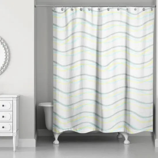 Delicate Squiggles Shower Curtain Green and Gray {3}