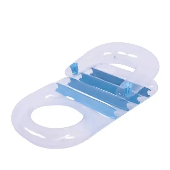 59" Blue Transparent Inflatable Pool Lounger with Cup Holders {1}
