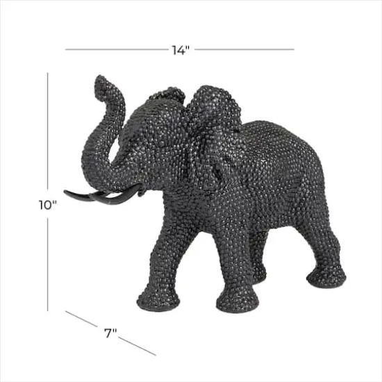 14" Black Contemporary Elephant Sculpture {7}