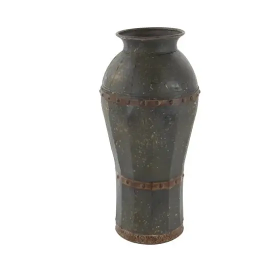 Brown Metal Rustic Vase Set {7}