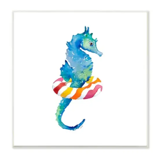 Stupell Industries Blue Ombre Seahorse Red Stripe Ring Float,12" x 12" {1}
