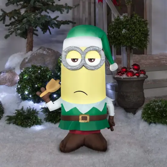 3.5ft. Airblown&reg; Inflatable Kevin as Elf with Bell {3}