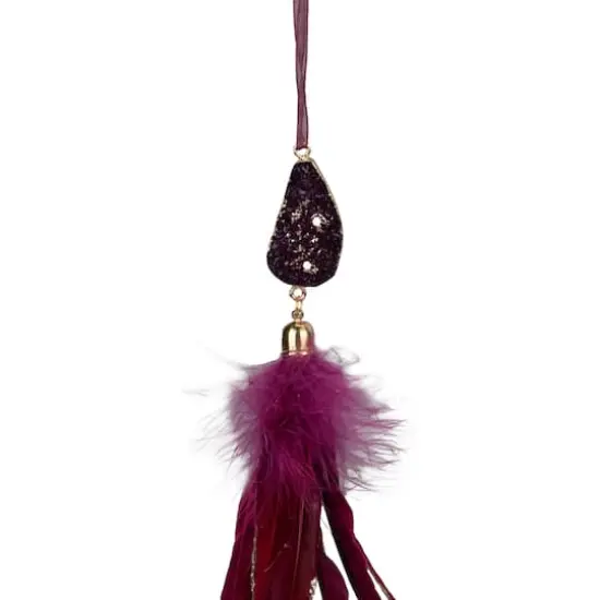 Red Feather And Gemstone Pendant Ornament {5}