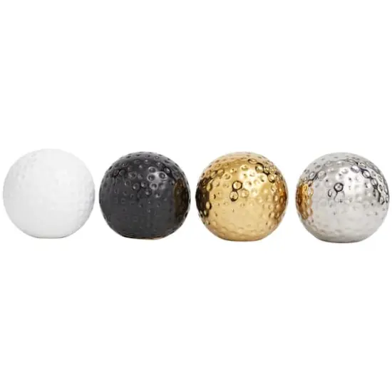 4" Hammered Detail Ceramic Ball Sculpture Set {1}