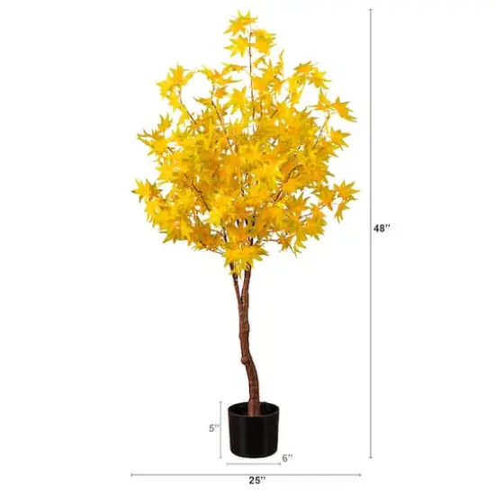 4ft. Pre-Lit Yellow Autumn Maple Artificial Fall Tree with 150 Warm White LED Lights {3}