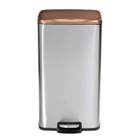 Honey Can Do Rose Gold Stainless Steel Step Trash Cans with Lid Set {10}