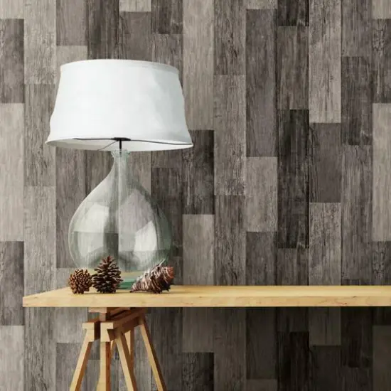 RoomMates Black Weathered Wood Plank Peel & Stick Wallpaper {6}