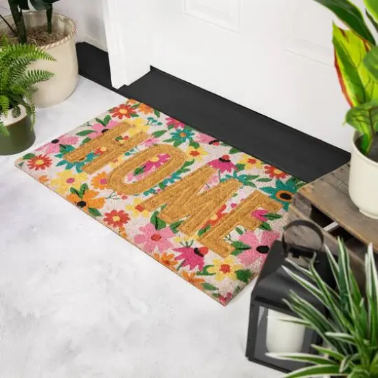 Pink & Orange Floral Home Doormat {4}