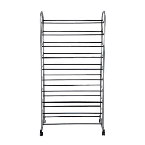 Simplify Gray 10-Tier Mobile Shoe Rack {7}