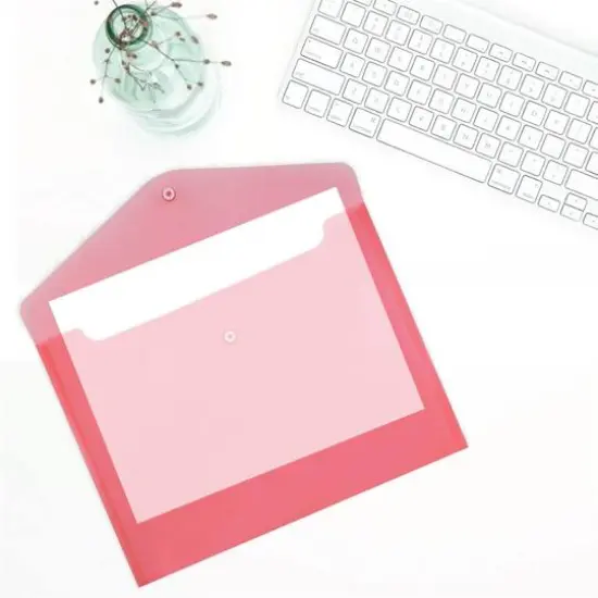 JAM Paper 9.75" x 13" Plastic Snap Closure Envelopes, 12ct. Red {5}